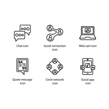 Chat, Social connection, Web cam, Quote message, Circle network, Social app, icon