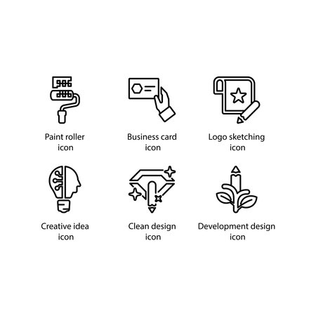 Paint roller, Business card, Logo sketching, Creative idea, Clean design, Development design, icon