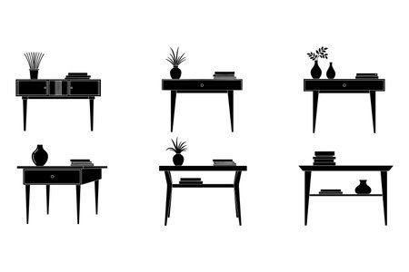 furniture black icons set on a white background. vector illustrationのイラスト素材