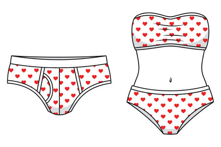 Women's underwear with hearts on a white background. Vector illustration.のイラスト素材