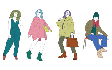 Fashion shopping girls with beautiful colors vector illustrationのイラスト素材