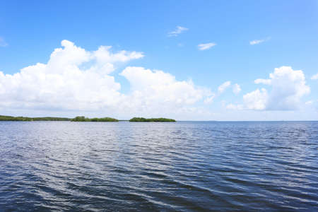 Clear blue ocean water in Homestead, Florida, Blue ocean and sky.の写真素材