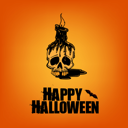 Happy halloween scary template and poster design on orange background.のイラスト素材