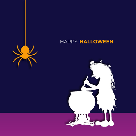 Happy halloween poster, wallpaper and witch design and illustration.のイラスト素材