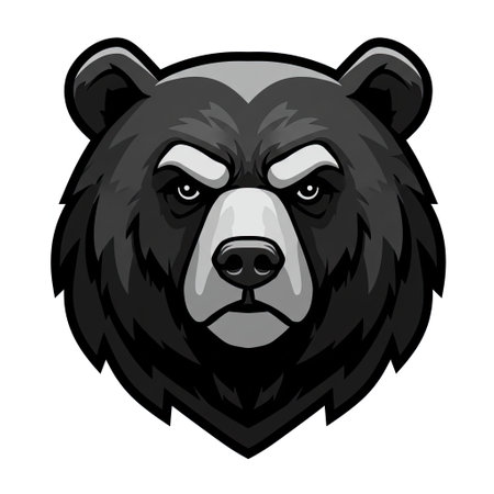 Grizzly bear head mascot logo design vector template illustration.のイラスト素材