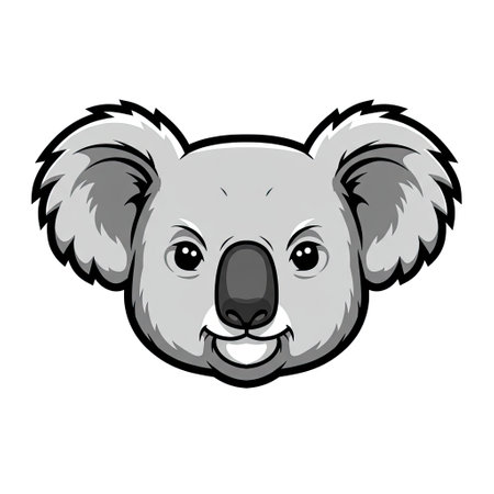 Koala head vector illustration in cartoon style isolated on white background.のイラスト素材