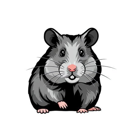Hamster isolated on white background. Vector illustration in cartoon style.のイラスト素材