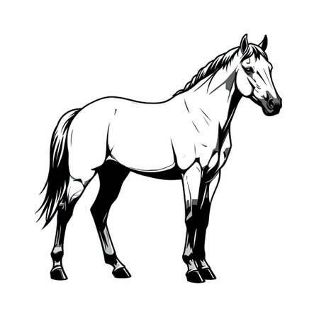 Vector image of a horse on a white background. Side view.のイラスト素材