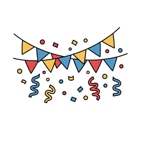 party garland with confetti and ribbons icon vector illustration designのイラスト素材