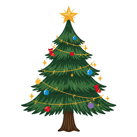 Christmas tree isolated on white background. Vector illustration. Eps 10.のイラスト素材