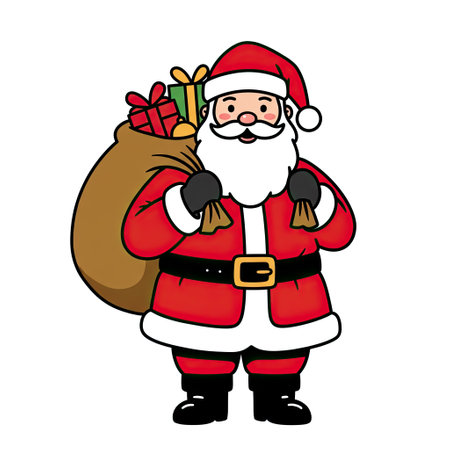 santa claus with christmas bag and gifts vector illustration designのイラスト素材