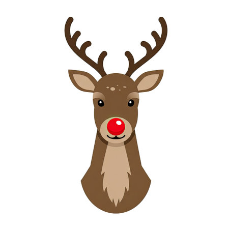 Deer with red nose. Isolated on white background. Vector illustration.のイラスト素材
