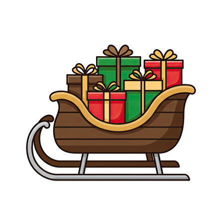 santa claus sleigh with gifts isolated icon vector illustration designのイラスト素材