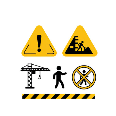 Warning signs. Caution sign. Hazard warning sign. Hazard warning symbol.のイラスト素材