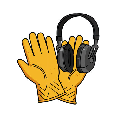 hand with gloves and headphones icon over white background colorful design vector illustrationのイラスト素材