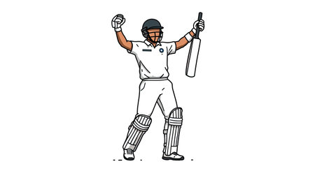 Cricket player batsman action cartoon sport vector graphic design illustration