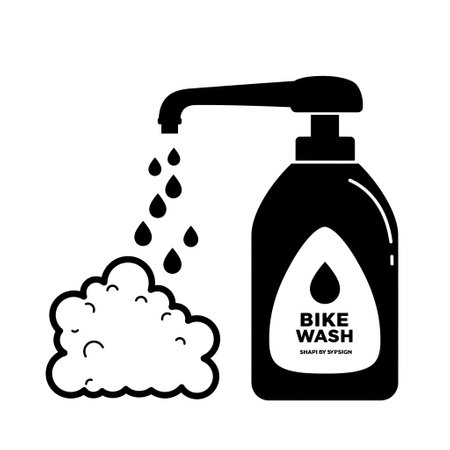 disinfection concept, liquid soap and foam icon over white background, silhouette style, vector illustrationのイラスト素材