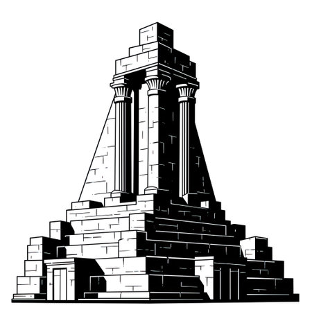 Ancient Greek temple of Poseidon. Vector illustration on white background.のイラスト素材