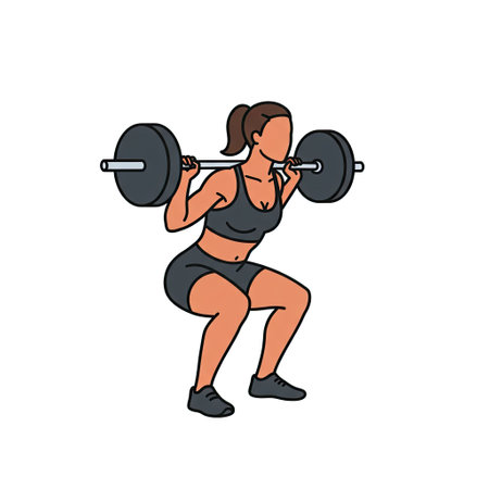 Fitness woman doing squat exercise with barbell. Vector illustration.のイラスト素材