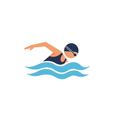 Swimming Icon. Flat Color Design. Vector Illustration. EPS10のイラスト素材