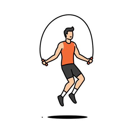 Athletic man jumping rope. Vector illustration in flat styleのイラスト素材