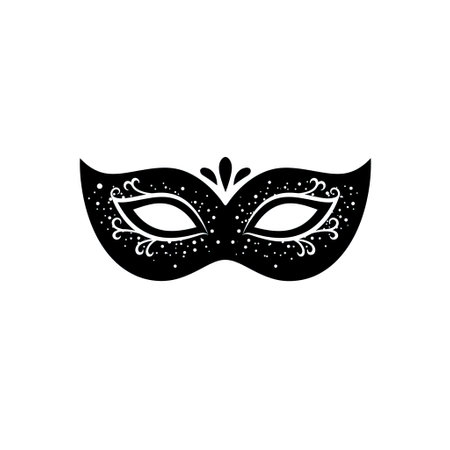 Carnival mask icon. Black silhouette of masquerade mask on white background. Vector illustration.のイラスト素材