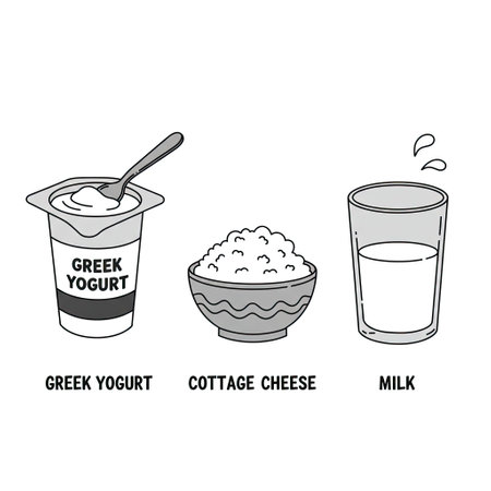Vector illustration of a glass of yogurt and a bowl of cottage cheeseのイラスト素材