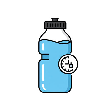 water bottle with chronometer icon over white background, line style, vector illustrationのイラスト素材