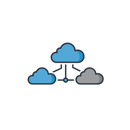 Cloud computing icon in flat color style. Data storage vector illustration on white isolated background. Network business concept.のイラスト素材