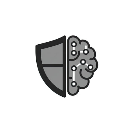 Artificial intelligence related icon in flat color style. Computer brain protectionのイラスト素材