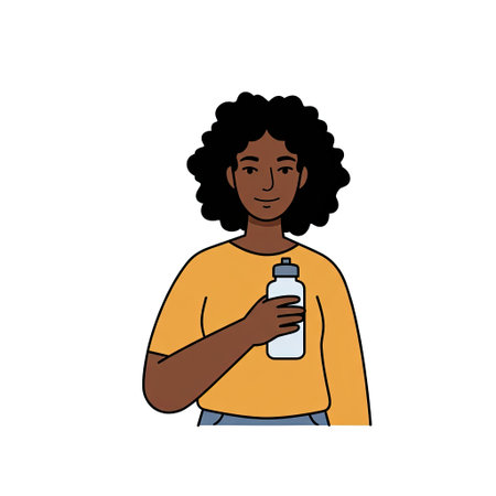 young black woman with bottle water character vector illustration designicon vector illustration...