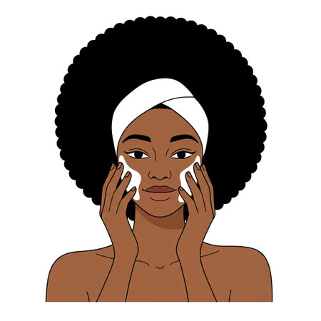Young african american woman applying cream on face vector illustration graphic design