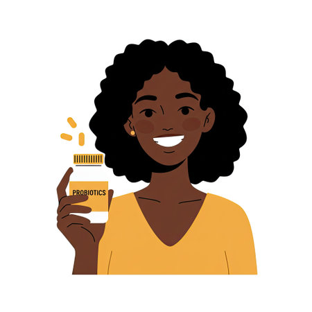 African american woman holding a jar of pills. Vector illustration.のイラスト素材