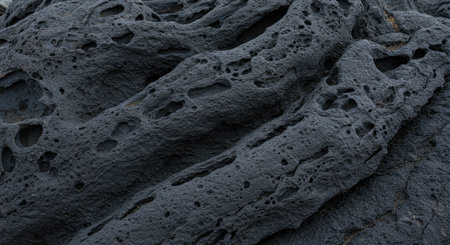 Volcanic black lava on the island of Lanzarote, Canary Islands, Spain