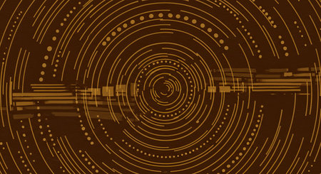 abstract background with circles and lines in brown colors, geometric patternの写真素材