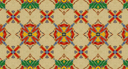 Textile cloth colorful kaleidoscope. Seamless pattern.の写真素材