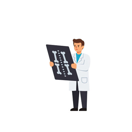 Doctor with x-ray image. Vector illustration in flat style.