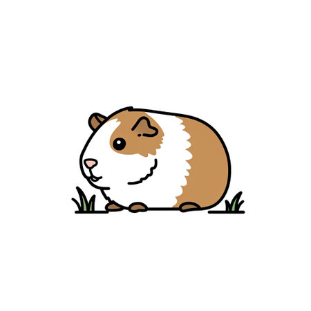 Cute guinea pig sitting on the grass. Vector illustration.のイラスト素材