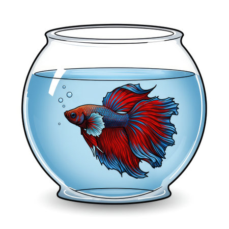 Beautiful fighting fish in a bowl on a white background. Vector illustration.のイラスト素材