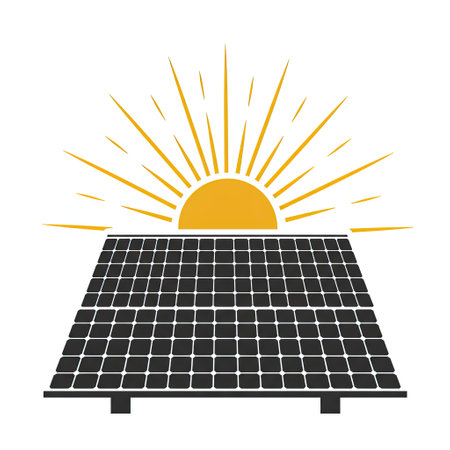 Solar panel icon. Alternative energy source. Vector illustration isolated on white backgroundのイラスト素材