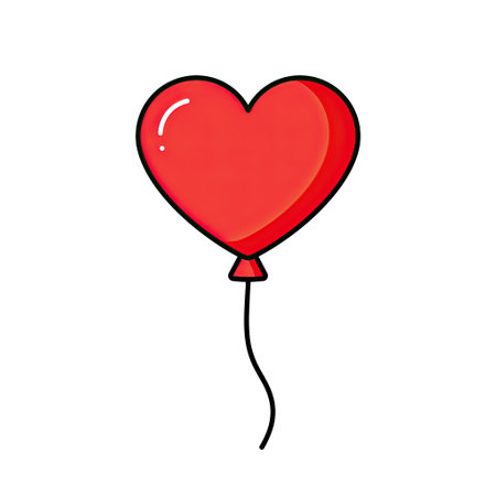 Red heart-shaped balloon isolated on white background. Vector illustration.のイラスト素材