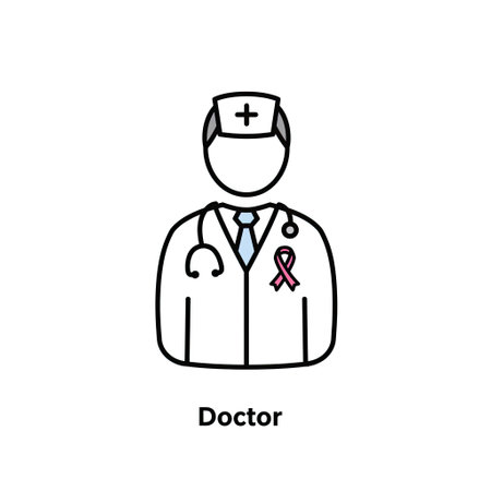Doctor icon. Thin line vector illustration. Simple outline pictogram of doctor on white backgroundのイラスト素材