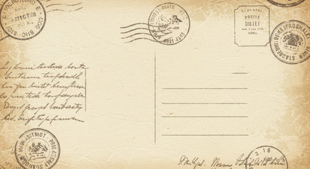 Vintage postcard with stamp and copy space for your text.の写真素材