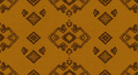 Brown Ethnic pattern. Abstract kaleidoscope fabric design for background.