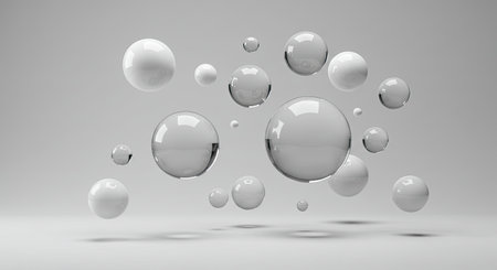 Bubbles in white background, 3D rendering. Computer digital drawing.の写真素材