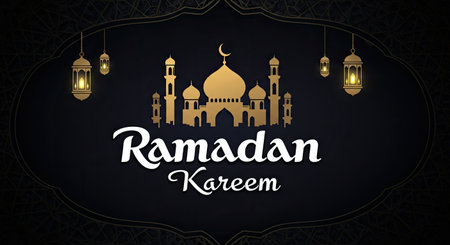 Ramadan Kareem greeting card with calligraphy. Vector illustrationの写真素材