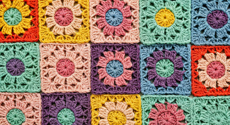 Handmade knitted crocheted background. Crochet texture.の写真素材