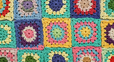 Colorful crocheted background. Close-up, macro.