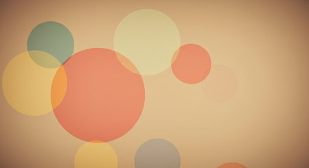 abstract colorful circles on a brown background, retro toned.の写真素材