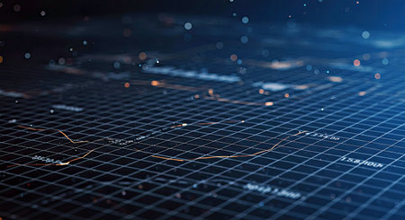 3D illustration of a financial graph on a dark background. The concept of financial growth.の写真素材